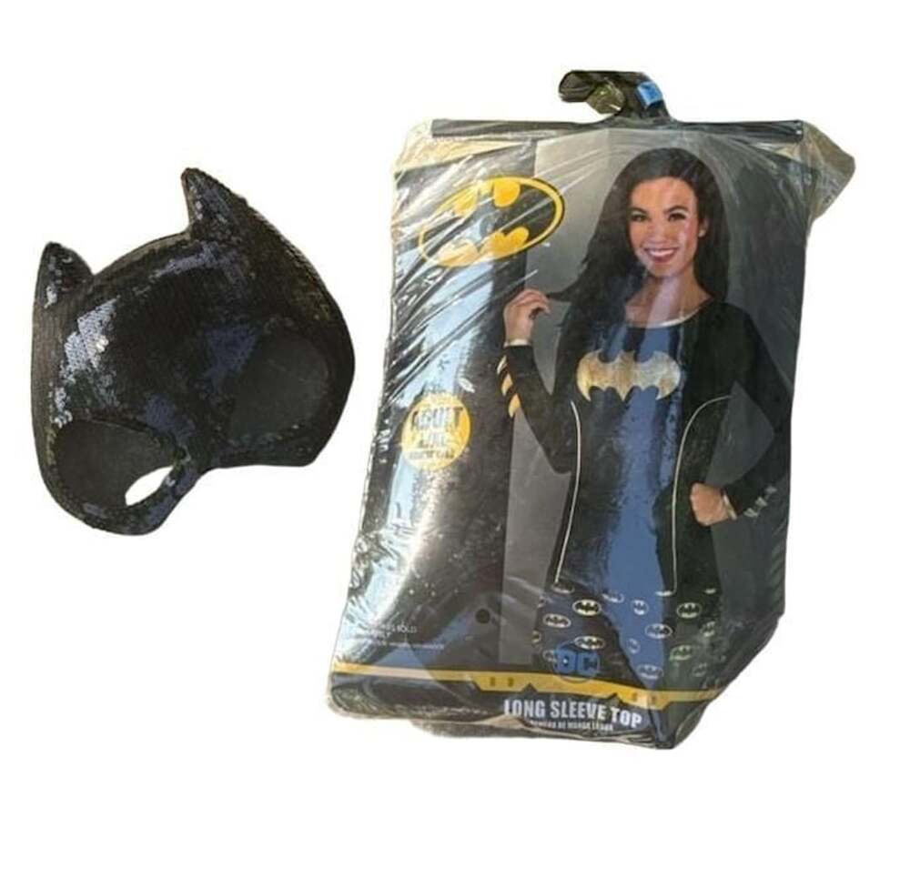 DC Comics Batgirl Long Sleeve Top Size L/XL Black Costume Sequin Mask